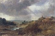 John Constable Branch Hill Pond,Hampstead Heath with a boy sitting on a bank oil painting artist